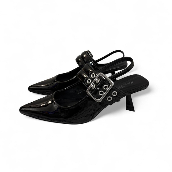 Anne Michelle Black Pointed Mules - Size 6/36 - Picture 1 of 8